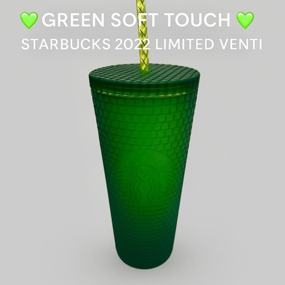 2022 Starbucks Mountain Dew Green Grid 24oz Soft Touch Tumbler Cup Venti NWOT‎